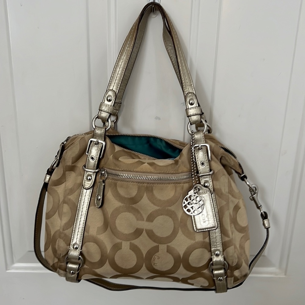 Large signature canvas Coach crossbody bag